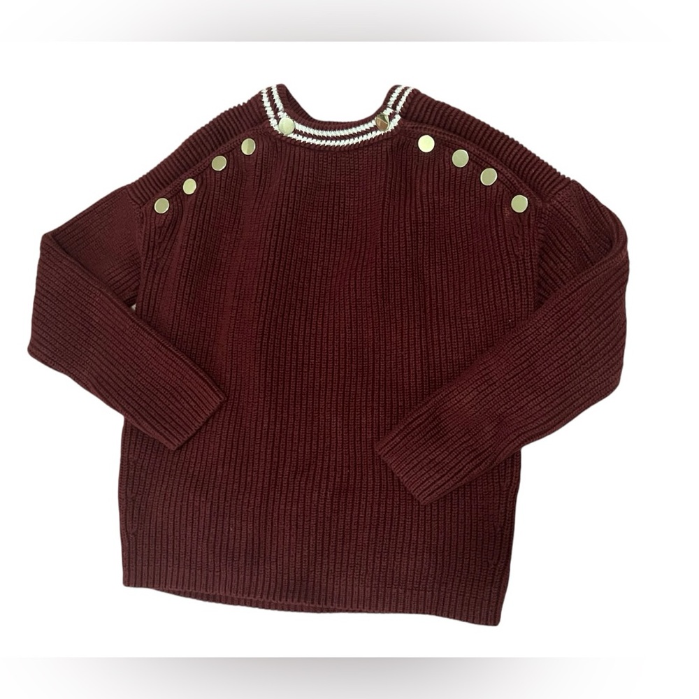 Maje Gold Button Red Sweater - Picture 2 of 7